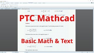 PTC Mathcad Tutorial  Basic Math and Text Introduction [upl. by Dorsey]