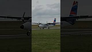 Scilly Skybus GISSG DHC6 Twin Otter vacating the runway 34 at Lands End Airport [upl. by Ybrik]