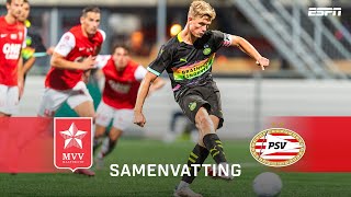 TWEE goals JESPER UNEKEN BESLISSING valt in BLESSURETIJD 🤯  Samenvatting MVV  Jong PSV [upl. by Yenaj]