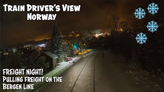 4K CABVIEW FREIGHT NIGHT on the Bergen Line [upl. by Leahcir]