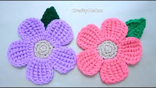 CROCHET TUTORIAL Flores a ganchillo muy fácil  flor tejida a crochet paso a paso [upl. by Aisats]