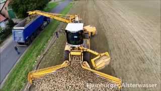 Aerials sugar beet harvest in Cleanliner RL 350 2014 Luftaufnahmen Zuckerrübenernte [upl. by Harle]