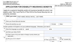 Form SSA 16 Walkthrough Application for Social Security Disability Benefits [upl. by Levins]