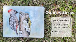 Paint With Me  Hahnemuhle Bamboo Paper Sketchbook  WoodPecker [upl. by Danieu24]