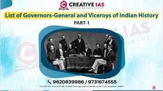 kasprelims A list of GOVERNORSGENERAL and VICEROYS of INDIAN HISTORYCreative IAS ACADEMY [upl. by Ioyal]