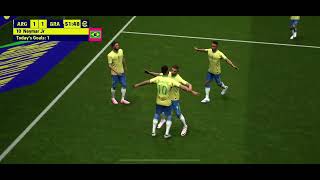 Argentina Vs Brazil Match highlights 2024 Gameplay  Messi 2 1 Neymar efootboll moneygaming [upl. by Adniled]