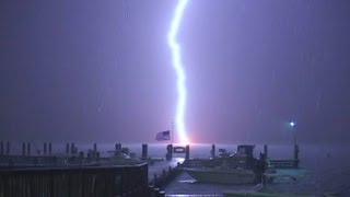 VERY close lightning strike video [upl. by Otrebmal831]