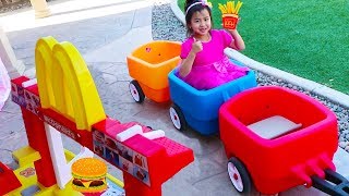 Jannie Pretend Play with McDonalds Drive Thru Fast Food Kitchen Toy Set [upl. by Macfarlane498]