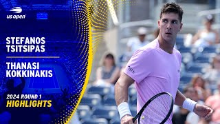 Stefanos Tsitsipas vs Thanasi Kokkinakis Highlights  2024 US Open Round 1 [upl. by Namyac720]