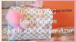 Louis Vuitton SPEEDY 25 Damier Azur Unboxing [upl. by Norrad]