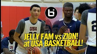 Zion Williamson vs Jelly Fam Jahvon Quinerly USA Basketball Highlights [upl. by Einnal]