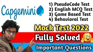 Capgemini Fully Solved Mock test 2022  PseudoCode  GameBased Test  English MCQ  Full Details [upl. by Duggan868]