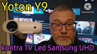 Test i porównanie projektora Led z Biedronki Yoton Y9 z TV Led Samsung UHDUE65CU8002K [upl. by Keon]