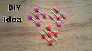 DIY toothpick art DIY craft ideaHow to make toothpick wall artArts and craft [upl. by Hplodur372]