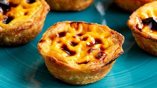 Pastel de Nata  Portuguese Custard Tarts Recipe [upl. by Aleel840]