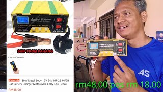 cara charge bateri kereta dan periksa voltage menggunakan peralatan yang murah dari shopee [upl. by Hedaza]