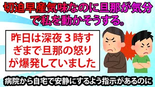 切迫早産気味なのに旦那が気分で私を動かそうする。病院から自宅で安静にするよう指示があるのに [upl. by Sousa783]