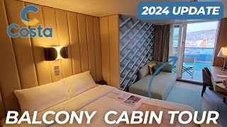 Costa Smeralda Premium Balcony Cabin Tour 🚢 2024 Update cabin 16059 🚢 Costa Cruises [upl. by Syxela]