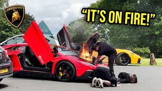 LAMBORGHINI AVENTADOR SV CAUGHT ON FIRE [upl. by Broucek]