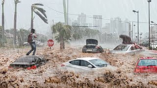 Mass Evacuation in Spain Flood sweeps away cars and people World is Shocked [upl. by Ahsial]