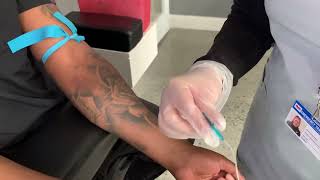 Phlebotomy using a butterfly needle properly Phlebotomy [upl. by Dnomrej]