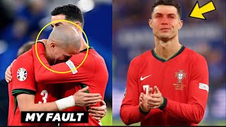 Cristiano Ronaldo Consoling Crying Pepe after Portugals Eliminated from Euro 2024 [upl. by Orola107]