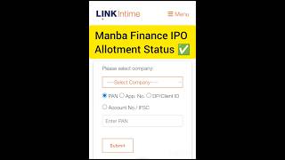 Manba Finance IPO Allotment How to Check Status manbafinanceipo [upl. by Leiba]