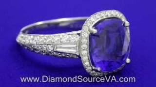 Cushion Cut Tanzanite and Diamond Ring 384carat [upl. by Wetzell]