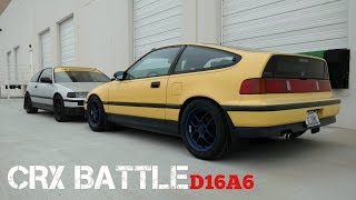 CRX Si Drag Race Battle  D16A6 Non Vtec Engines [upl. by Leslie317]