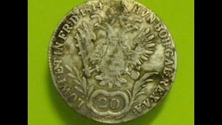 20 krajcarów z 1814 roku Franciszek II Habsburg  wykopki sreberko hammered coin [upl. by Rezal]