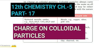 12th Chemistry Ch5Part17Charge on Colloidal particlesStudy with Farru [upl. by Arait]