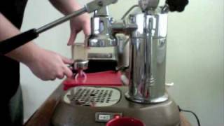 Pulling a shot on the La Pavoni [upl. by Tahp]