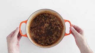 How to Clean Burned and StuckOn Food in Your Le Creuset Dutch Oven  Sur La Table [upl. by Hsetirp216]