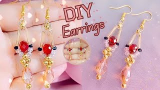 DIY Simple Earrings 💕 Beading Tutorial craft706 [upl. by Aieka]