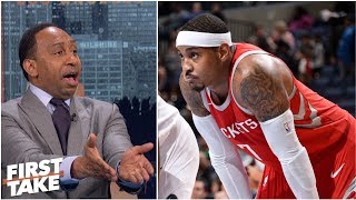 Is Carmelo Anthonys legacy on the line in Houston  First Take [upl. by Dorin]