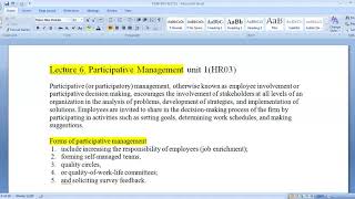 L 6 PARTICIPATIVE MANAGEMENT [upl. by Keviv]