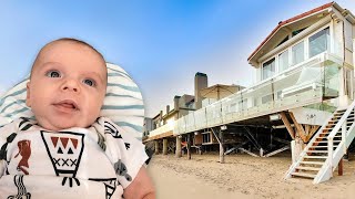 We stayed in a GIANT beach house overnight  Baby’s first Airbnb adventure [upl. by Kcir]