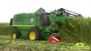 Hempharvest with New HempFlax Double Cut Combine  John Deere W660 [upl. by Llerej]