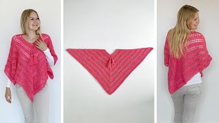 SUCH SIMPLE PONCHO  FREE CROCHET PATTERN [upl. by Aidul349]