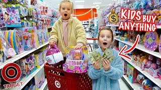 KIDS NO BUDGET TARGET SHOPPING 🤑 Peyton amp Olivia Toy Haul [upl. by Yenittirb]