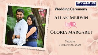 Wedding Ceremony Of Allan Merwin amp Gloria Margaret  Classy Clicks [upl. by Chapnick]