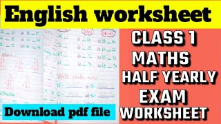 Class 1 Maths Half Yearly Exam Question Paper 202425Half Yearly ExamClass 1 Maths worksheet [upl. by Bron805]