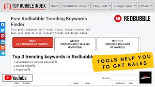 Redbubble Tool TopBubble index for finding low niches to get sales [upl. by Helen890]