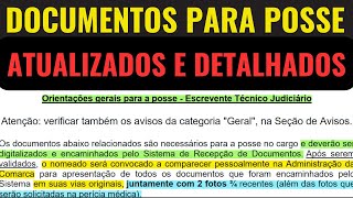 DOCUMENTOS ATUALIZADOS E DETALHADOS PARA POSSE NO CARGO DE ESCREVENTE DO TJSP Concurso Escrevente [upl. by Kyla]