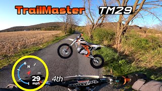 Trailmaster TM29 125cc Pit Bike  GPS On Road amp Gear Ratio Testing [upl. by Irot]