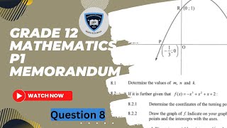 DBE NOVEMBER 2022  MATHS P1  WISKUNDE V1  MEMO  CUBIC GRAPH  DERIVATIVE GRAPH QUESTION 8 [upl. by Edaj]