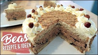 Haselnuss Eistorten Rezept  Mein Geburtstagskuchen  Kalte Torte mit Haselnussbiskuit backen [upl. by Haida]