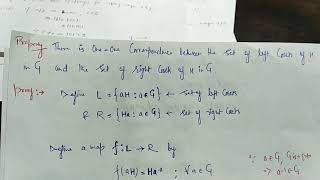 There is oneone correspondence between the set of left Cosets and the set of right Cosets [upl. by Ikim]