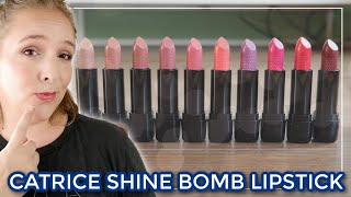 CATRICE SHINE BOMB LIPSTICK REVIEW  Testing new fall winter 2022 lipsticks at the drugstore [upl. by Ijies795]