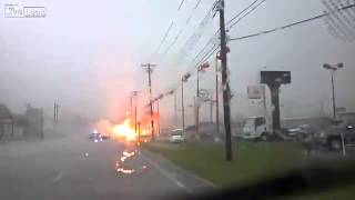 Transformer fire and explosion cause blue flames [upl. by Ellecrad]